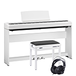Kawai ES-120 Piano Numérique Blanc avec Pédale Triple, Support, Banc & Écouteurs