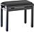 Matt black piano bench with black ribbed velvet top