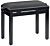 Highgloss black piano bench with ribbed black velvet top