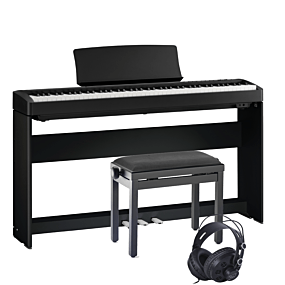 Kawai ES-120 Piano Numérique Noir avec Pédale Triple, Support, Banc & Écouteurs