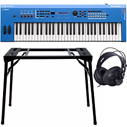 Yamaha MX61 II Blue Music Synthesizer + Keyboard-ständer (DPS-10) & Kopfhörer