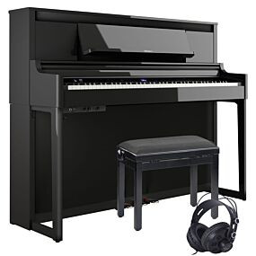 Roland LX-6 Schwarz Poliert E-Piano Set