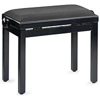 Highgloss black piano bench with ribbed black velvet top