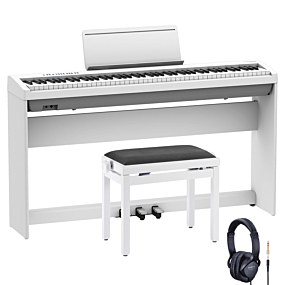 Roland FP-30X White with Complete Setup with Stand, Bench and Headphones