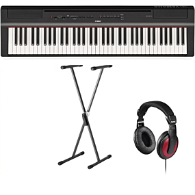 Yamaha P-121 Sort Digital Piano + Stativ + Hovedtelefoner (Hama)