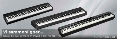 Vi sammenligner Yamaha P-145BT, Hafnia HEP-10 & Kawai ES-60