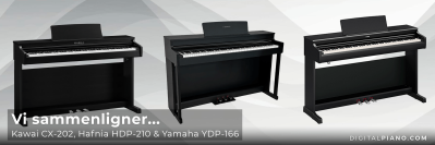 Vi sammenligner Kawai CX-202, Hafnia HDP-210 og Yamaha YDP-166