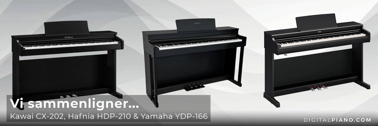 Vi sammenligner Kawai CX-202, Hafnia HDP-210 og Yamaha YDP-166