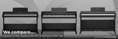 We compare Kawai CX-102, Roland RP-107 and Yamaha YDP-146