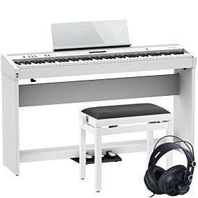 Roland FP-60X blanco piano digital con Soporte, Banco y Auriculares