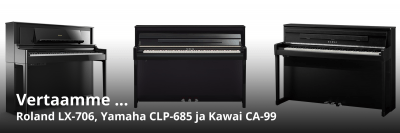 Vertailussa Kawai CA-99, Yamaha CLP-685 ja Roland LX-706
