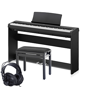 Kawai ES-110 Piano Numérique Noir avec Pédale Triple, Support, Banc & Écouteurs