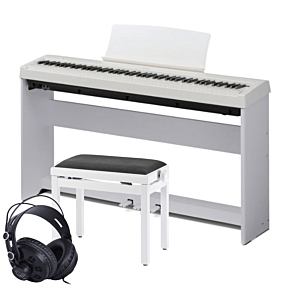 Kawai ES-110 Piano Numérique Blanc avec Pédale Triple, Support, Banc & Écouteurs