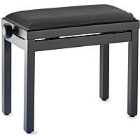 Matt black piano bench with black ribbed velvet top