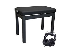 DPB-50 Black Piano Bench + DPH-1 Headphones