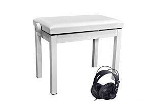 DPB-50 White Piano Bench + DPH-1 Headphones