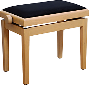 Matt light oak piano bench with black ribbed velvet top - B-Stock