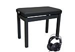DPB-50 Black Piano Bench + DPH-1 Headphones