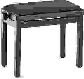 Matt black piano bench with black ribbed velvet top