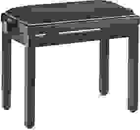 Matt piano bench, rosewood colour, with black velvet top