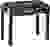 Matt black piano bench with black ribbed velvet top