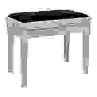 Matt white birch piano bench with black ribbed velvet top