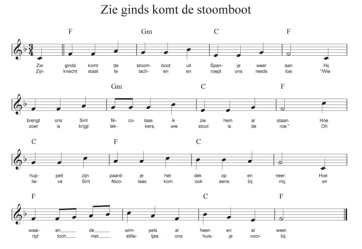 Eenvoudige sinterklaasliedjes voor de piano