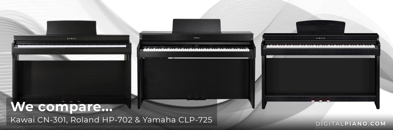 We vergelijken de Kawai CN-301, Roland HP-702 en Yamaha CLP-825