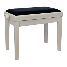 Matt white birch piano bench with black ribbed velvet top