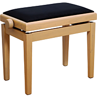 Matt light oak piano bench with black ribbed velvet top