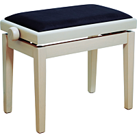 Matt white ash piano bench with black ribbed velvet top