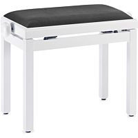 Matt white piano bench with black velvet top