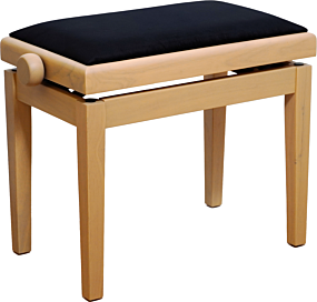 Matt light oak piano bench with black ribbed velvet top