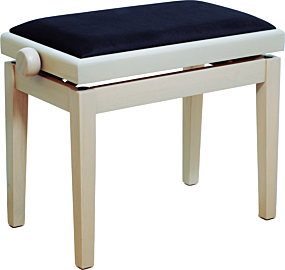 Matt white ash piano bench with black ribbed velvet top