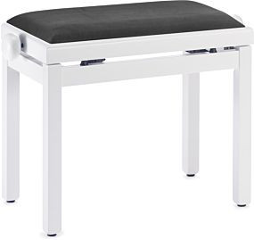 Matt white piano bench with black velvet top