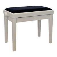 Matt white birch piano bench with black ribbed velvet top